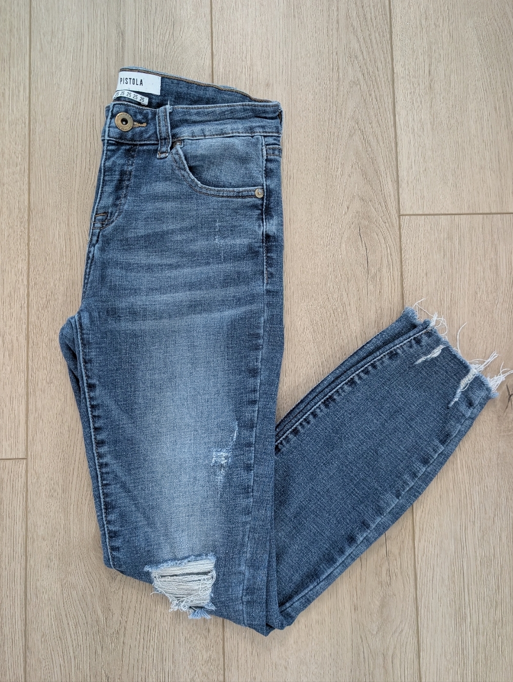 Pistola Arielle Skinny Scissor Cut Raw Hem Jeans | Size 25